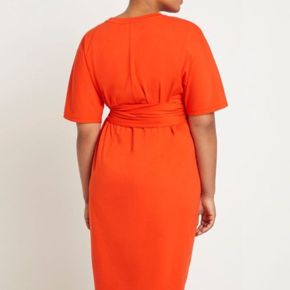 Eloquii Cross Front Flutter Sleeve Dress - Picture 3 of 3